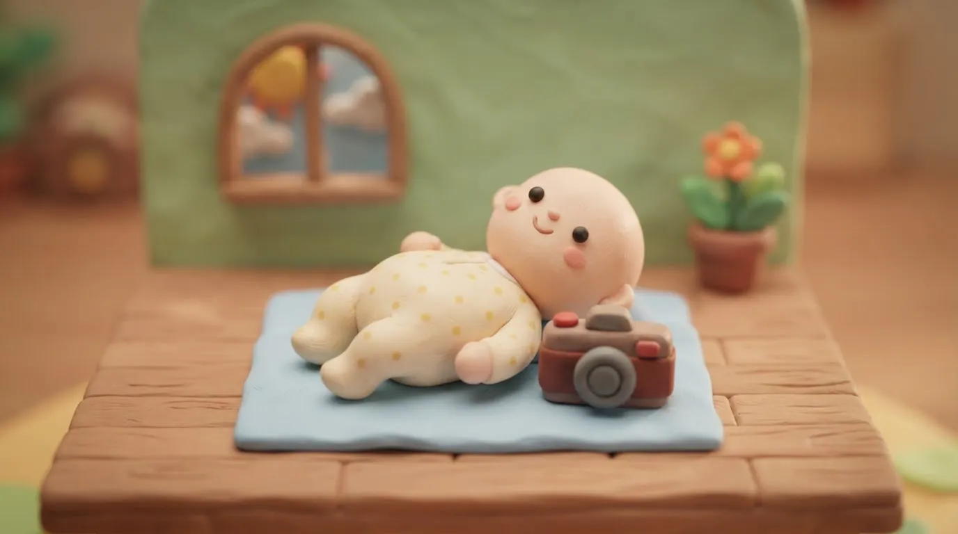 Clay-diorama illustration for the newborn passport photo at home guide