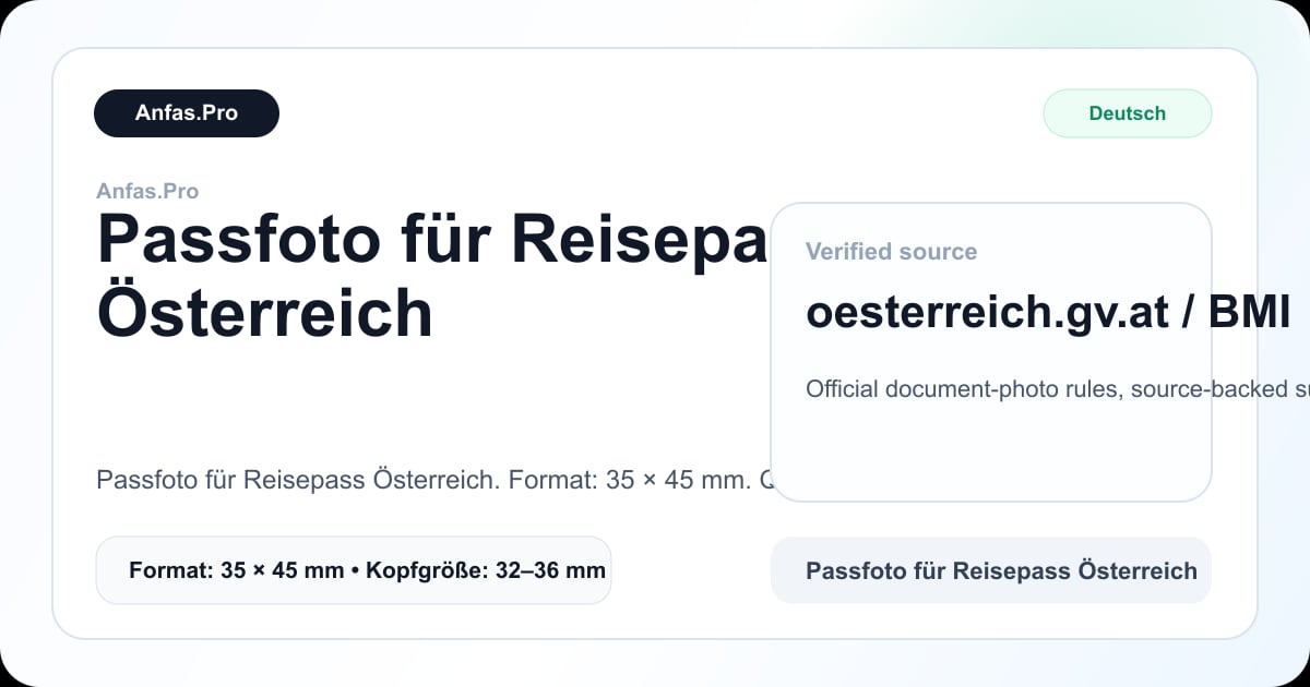 Visuelles Beispiel zu Passfoto-Größe in Pixeln, cm und Zoll
