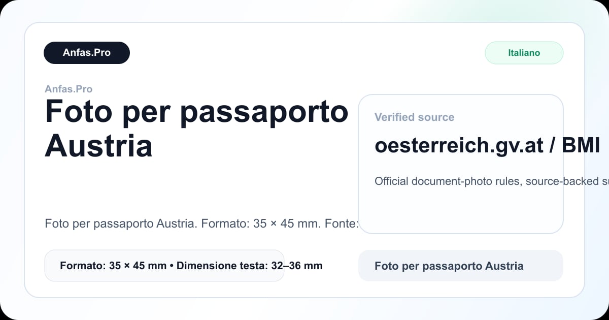 Esempio visivo per Dimensione foto passaporto in pixel, cm e pollici