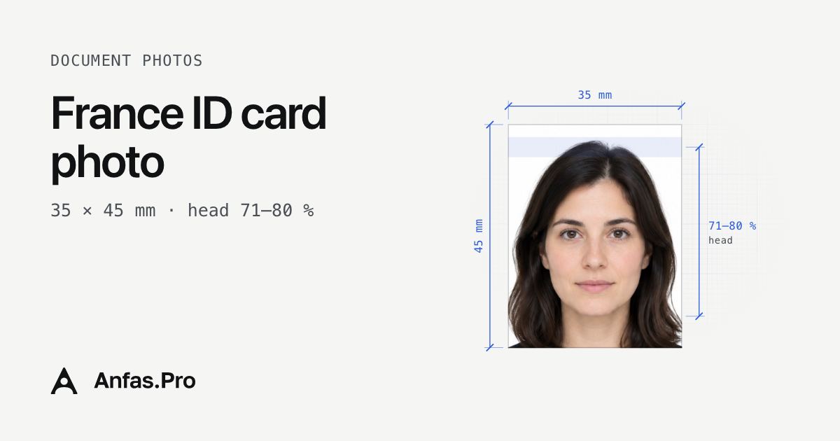 France id card photo: 35 × 45 mm requirements and online tool